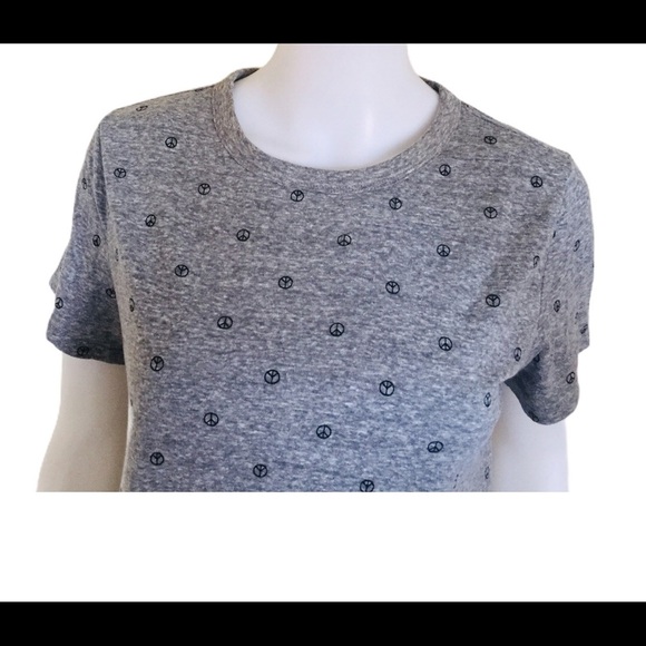 OLD NAVY Everywhere Dainty Peace Sign Print Tee/Top With Cap Sleeves Grey Small - Picture 5 of 11